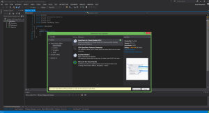 Po zainstalowaniu SpecFlow wymagany jest restart Visual Studio.