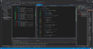 Wpadłem na pomysł, że będę przechowywać w pamięci ostatnio wybraną operację arytmetyczną, którą posłużę się podczas wciśnięcia przycisku "=". W porównaniu do poprzedniej wersji, kod całkowicie się zmienił. Już nie ma flagi "isFirstInput". Pojawiła się w to miejsce zmienna "lastResult", w której będę zapamiętywał ostatni wynik. Ten ostatni wynik będzie mi potrzebny, aby móc wykonać działanie na więcej niż dwóch liczbach. Kalkulator tak działa, że jak wciśniemy liczbę, potem znak operacji arytmetycznej, potem liczbę i jeszcze raz znak operacji arytmetycznej, wówczas na ekranie wyświetli się wynik działania arytmetycznego tych dwóch liczb. Po czym mamy wówczas możliwość wpisać kolejną liczbę, która zostanie dodana do tego ostatniego wyniku. Jak na razie nie działa, ale idźmy do kolejnej wersji kodu...